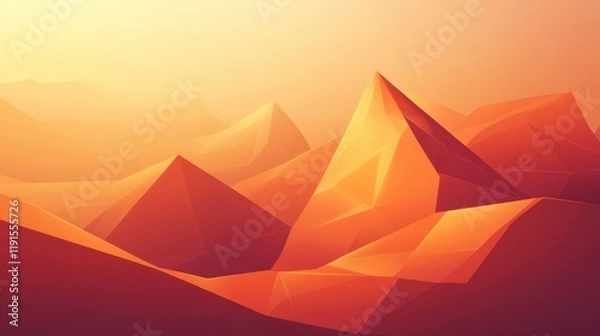 Obraz Abstract Low Polygonal Mountain Range at Sunset
