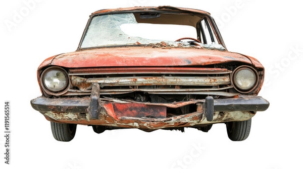 Fototapeta Crashed car transparent background