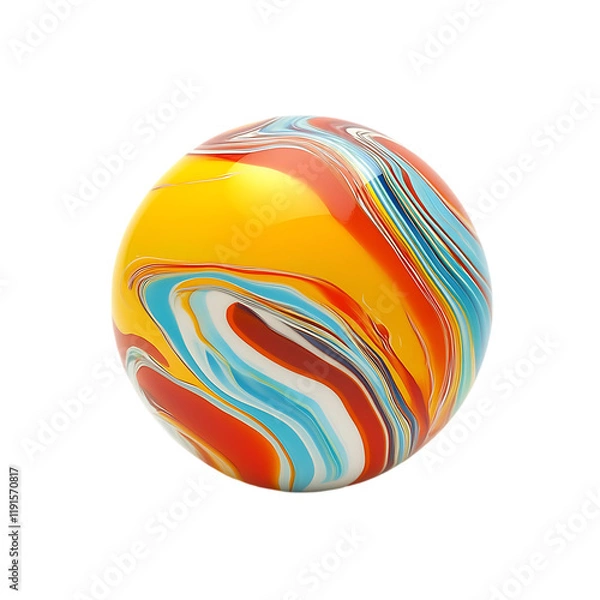 Fototapeta Abstract Colorful Swirling Sphere Bright Vivid Paint Ball 3D Art Red Blue Image White Lines Waves   