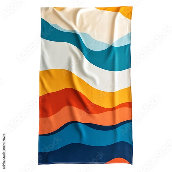 Fototapeta Abstract Wavy Lines Retro Beach Towel Design Colorful Summer Pattern Fabric Texture red art sea blue