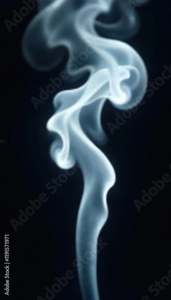 Fototapeta Ethereal white smoke plumes against a stark black backdrop , smoke, cloud