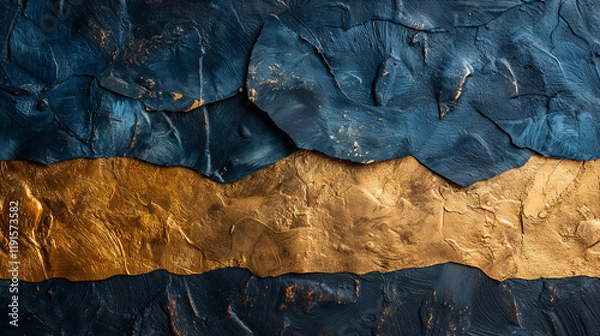 Fototapeta Abstract blue background with gold texture