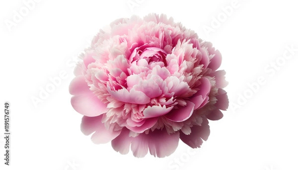 Fototapeta Beautiful Pink Peony Bloom Isolated on White Background, Perfect for Floral Decor and Botanical Publications