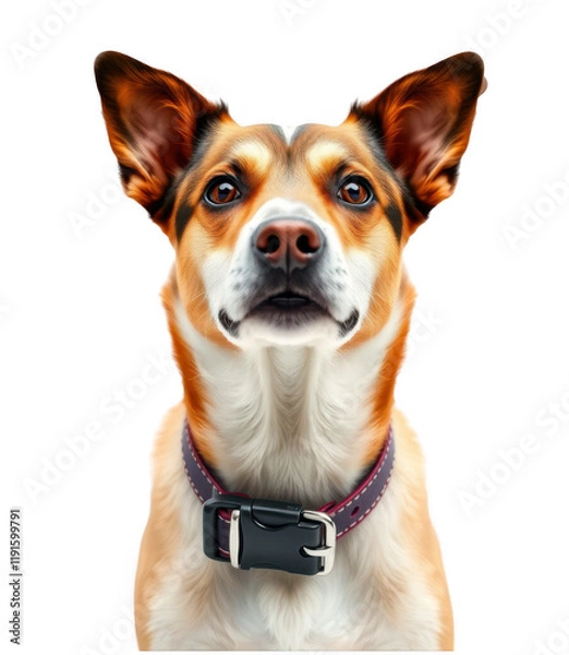 Fototapeta Cute Dog Illustration with Collar on Transparent Background, Perfect for Design Elements and Overlays