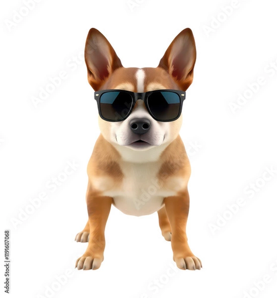 Fototapeta Cool Dog with Sunglasses Illustration on Transparent Background for Design Overlays and Fun Projects