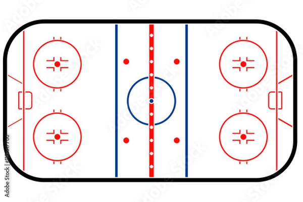 Fototapeta Illustration of the ice hockey rink. Arena layout, schematic drawing, etc. Design elements on transparent background. Use for print, websites and other graphics. Available as PNG or JPG.
