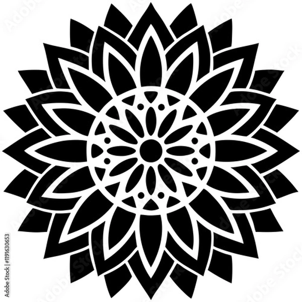 Fototapeta Simple mandala silhouette vector Art design, Floral mandala Illustration, ornament, flower, design, outline, template, pattern, ethnic. mandala design for invitation card, coloring book.