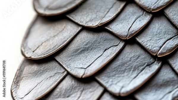 Obraz Close-up of textured black scales with detailed grooves