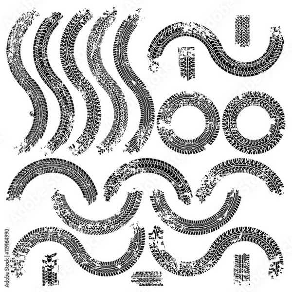 Obraz Vector tire tracks set