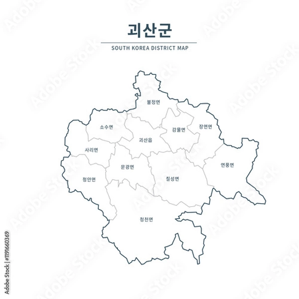 Fototapeta Goesan map. Map of South Korea with Major Cities, Clean Line Design on White Background.
