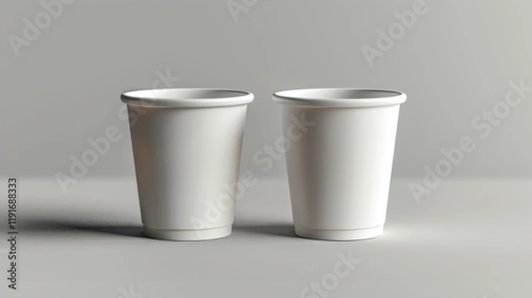 Fototapeta White Paper Coffee Cup Mockup - Two Cups