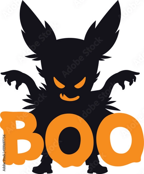 Obraz Halloween illustration in vector cartoon style. Not scary cute monster