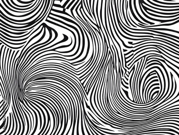 Fototapeta Abstract Black and White Swirling Lines Pattern Creates a Dynamic Visual Effect