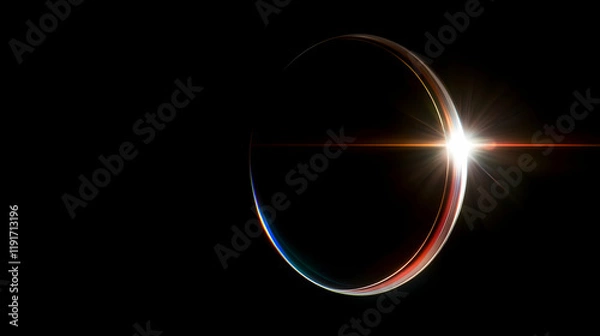 Fototapeta Abstract Ring of Light with Lens Flare Effect on Dark Background