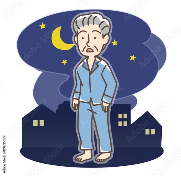 Obraz 深夜徘徊のおじいさん