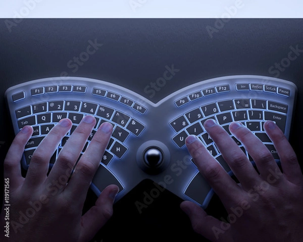 Obraz Human hands with conceptual keyboard