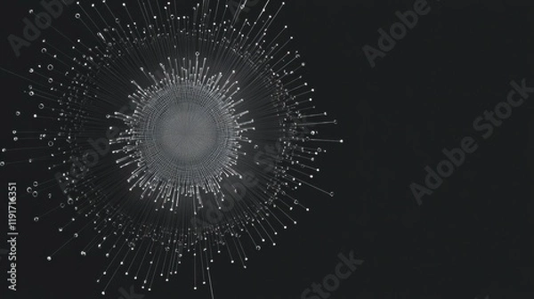 Fototapeta Graphical representation of a virus with minimalistic design on a dark background showcasing intricate details and structure. Generative AI