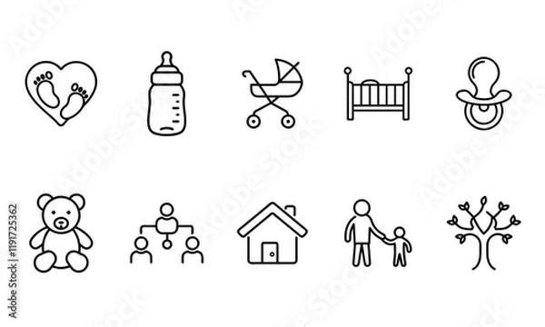 Obraz Family and Parenting Icons Set