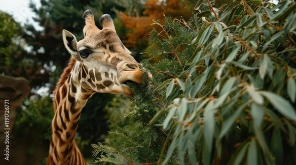 Obraz Majestic Giraffe in the Wild. Nature and Wildlife Harmony concept