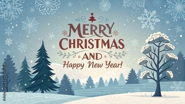 Fototapeta Celebrate merry christmas and happy new year festivities in a winter wonderland with joyful themes