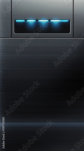 Obraz futuristic grey metallic mobile wallpaper featuring luminous window with blue glowing lights