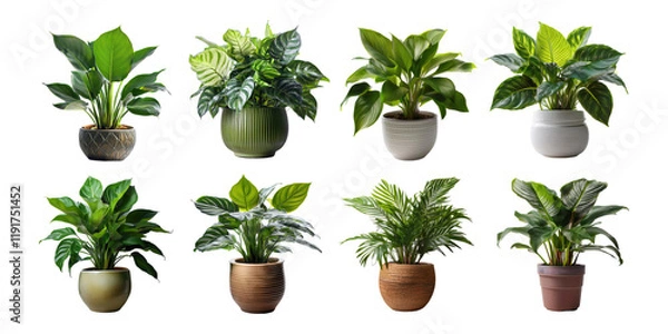 Fototapeta Indoor Plant Collection for Home Decor and Styling, PNG collection, set bundle, isolate on transparent or white background