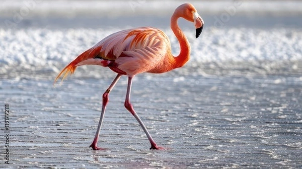 Fototapeta Graceful Greater Flamingo in a Water World. Serene beauty of a flamingo in its natural...