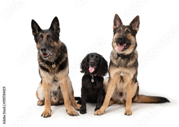 Obraz German shepherd and cocker spaniel on a white background