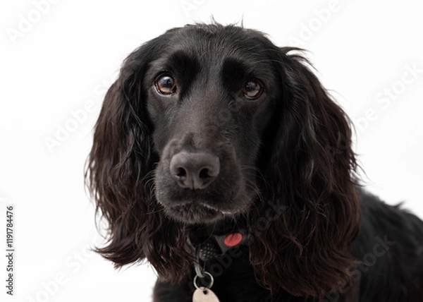 Obraz black springer spaniel isolated on white background