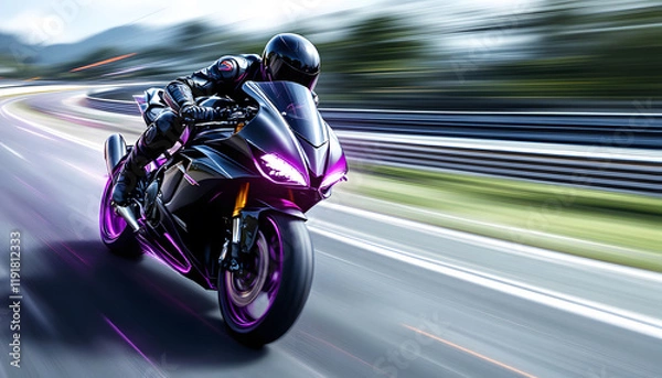 Fototapeta Night Rider: Speed, Thrills, and the Purr of a Powerful Machine