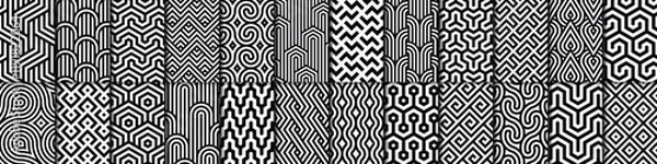 Fototapeta Vector set of 24 geometric linear patterns. Collection of seamless modern textures for your design.