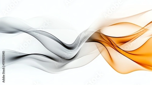 Fototapeta geometric smoke waves, soft abstract design, photorealistic flow, muted warm colors, isolated on white background