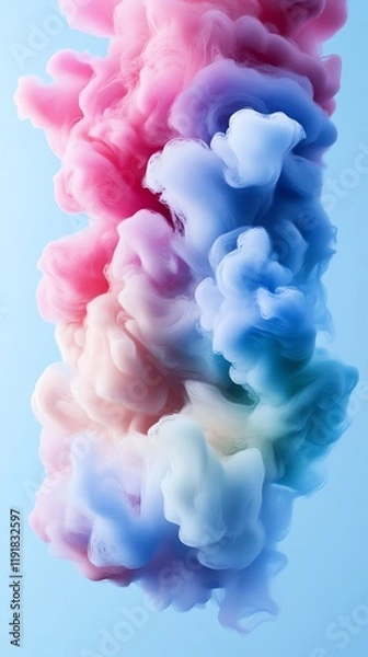 Fototapeta Pastel smoke waves, flowing gradient overlays, 3D illustration