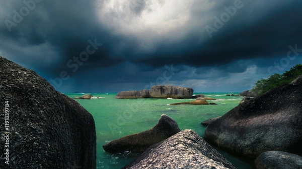 Fototapeta View of large stones by the sea