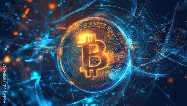 Fototapeta Digital Bitcoin Coin Illustration