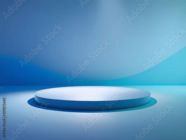 Obraz empty circular product presentation stage podium isolated on blue background