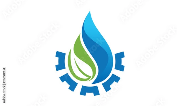 Obraz Leaf water gear logo