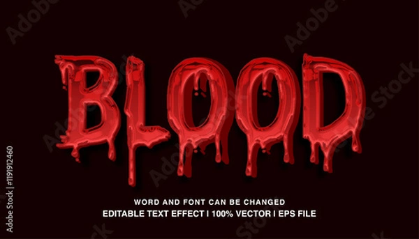 Fototapeta editable text effect blood red slime sticky texture typeface