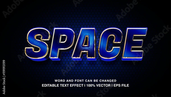 Fototapeta editable space blue 3d bold glossy typeface