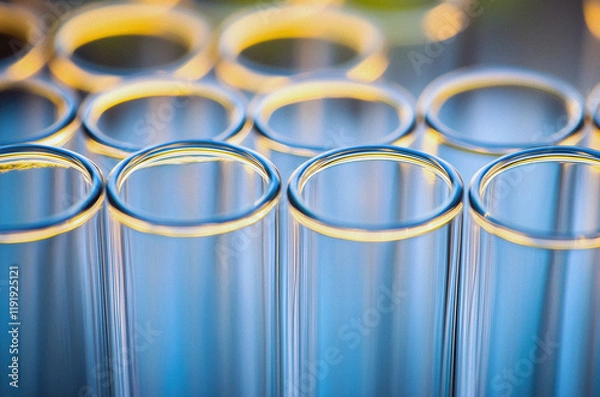 Fototapeta Test Tubes in the Lab: Symbolizing Innovation, Discovery, and Chemical Experimentation – Highlighting Research, Medical Advancements, and Breakthroughs in Scientific Studies and Laboratory Testing