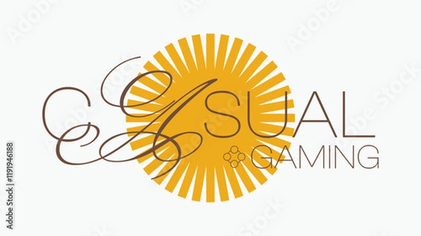 Fototapeta Elegant Modern Style Casual Gaming Typography Text with Golden Blasting Circle Sign, Flat Styled