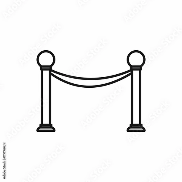 Obraz Barrier rope icon in outline style on a white background