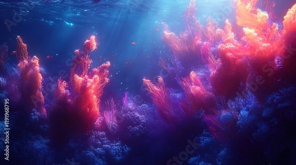 Fototapeta Dynamic underwater abstract textures with radiant aquatic tones and intricate details