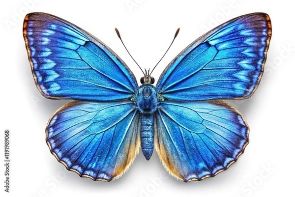 Fototapeta Common Blue Butterfly, High-Resolution Image, Isolated White Background, Insect Photography