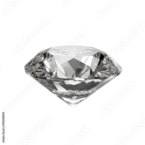 Fototapeta Sparkling diamond gemstone with brilliant facets. transparent background