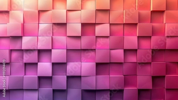 Fototapeta A vibrant abstract background of 3D cubes in shades of pink and purple.