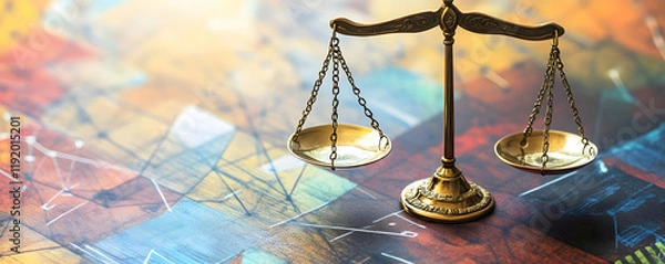Obraz Scales of justice on colorful background.