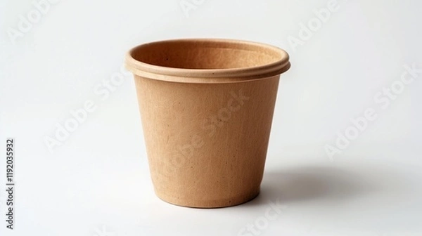Obraz A disposable food container made from biodegradable sugarcane fiber, displayed on white.