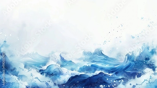 Fototapeta a watercolor painting of a large wave crashing into the shoreline in the ocean