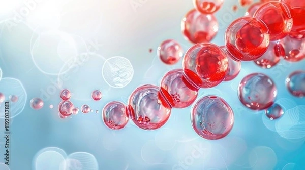 Fototapeta A swirling stream of red blood cells moving through a transparent